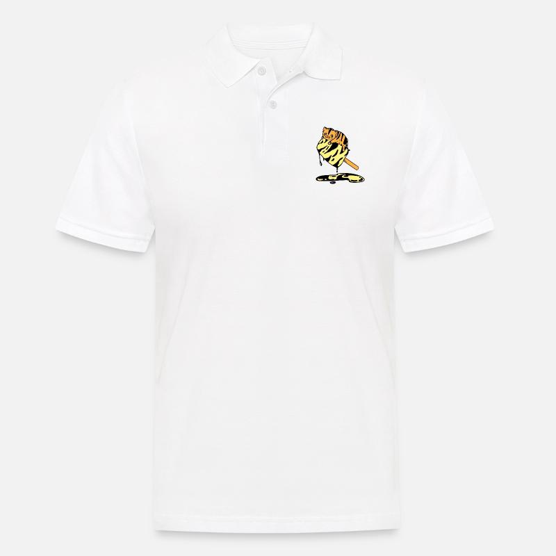 Orange Eiscreme Katze Tiger - Männer Poloshirt - Weiß