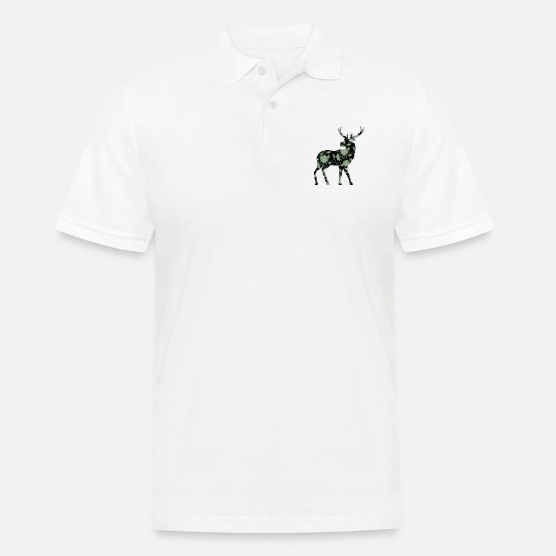 Hirsch - Männer Poloshirt - Weiß
