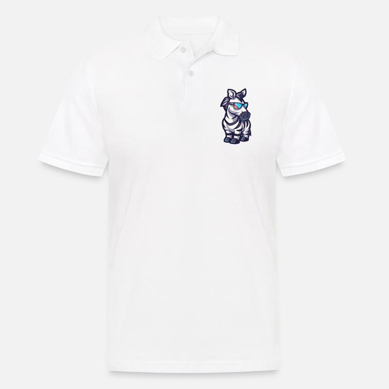 Zebra Cool Comic - Männer Poloshirt - Weiß