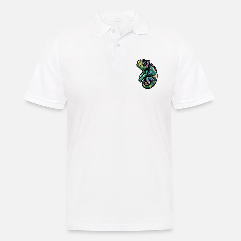 Chameleon Comic - Männer Poloshirt - Weiß