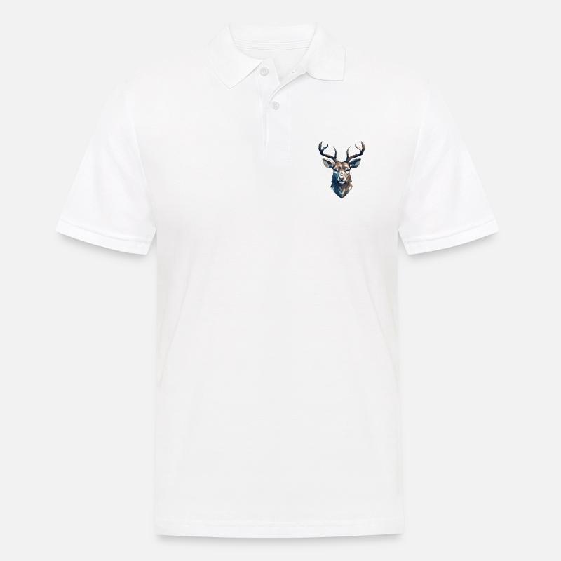 Hirsch Geometrisch - Männer Poloshirt - Weiß