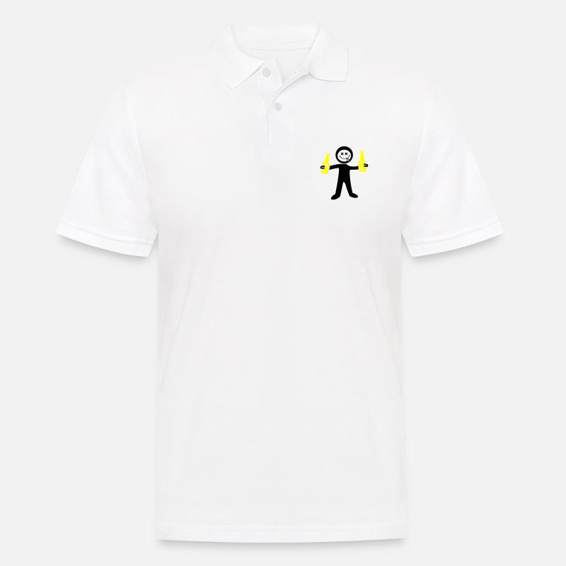 Bier Strichmännchen - Männer Poloshirt - Weiß
