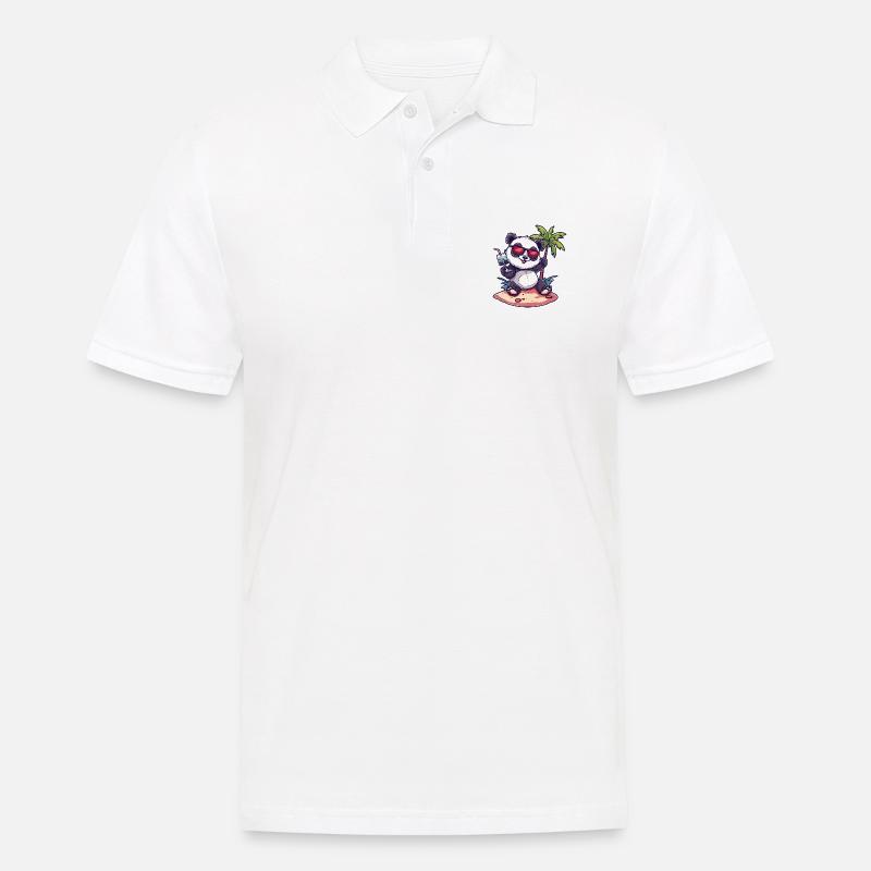 Panda Summer Beach Bande dessinée - Polo Homme - blanc