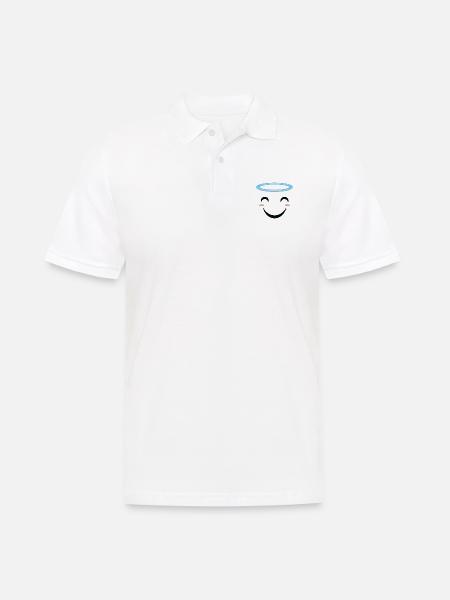 Lustiges Lachendes Halloween Engel Gesicht T-Shirt - Männer Poloshirt - Weiß