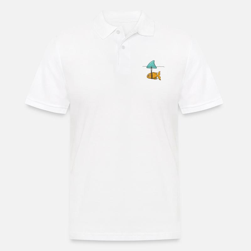 Pesce rosso con pinna di squalo - Polo da uomo - bianco