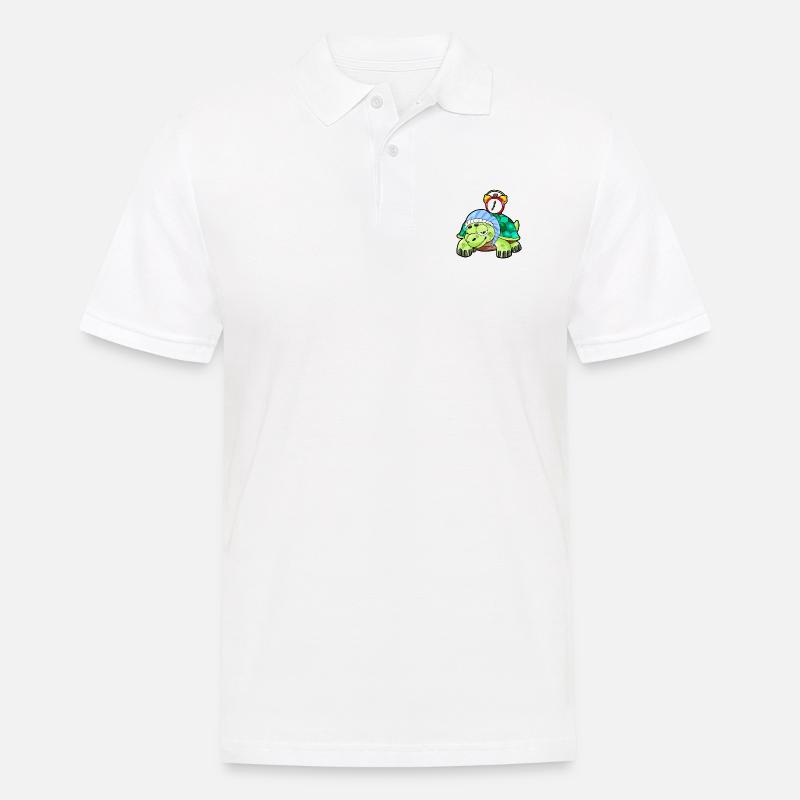 schlafend Schildkröte Langschläfer Wecker Geschenk - Männer Poloshirt - Weiß
