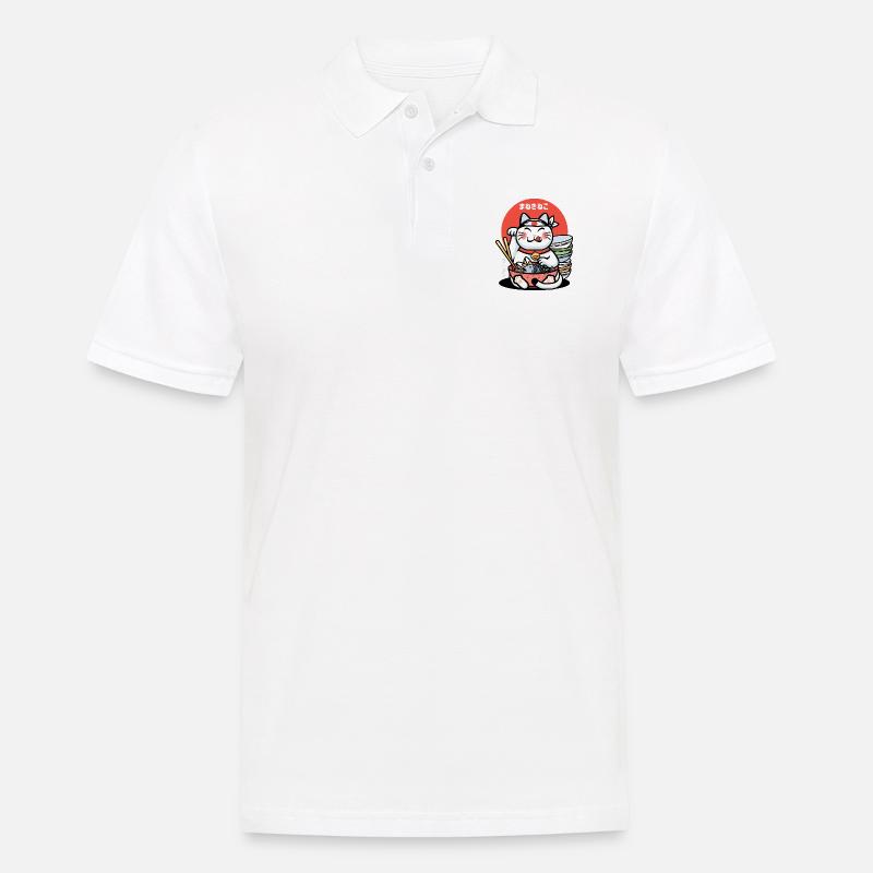 Maneki-Neko-Glücks-Ramen - Männer Poloshirt - Weiß