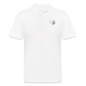 Coeur Paw Print Chien Chat Amant Saint Valentin - Polo Homme - blanc - Devant - Kai (181cm)