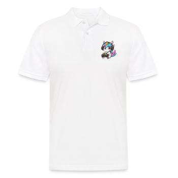 00234 süßes Einhorn mit Headset und Controller - Männer Poloshirt - Weiß - Vorne - Kai (181cm)
