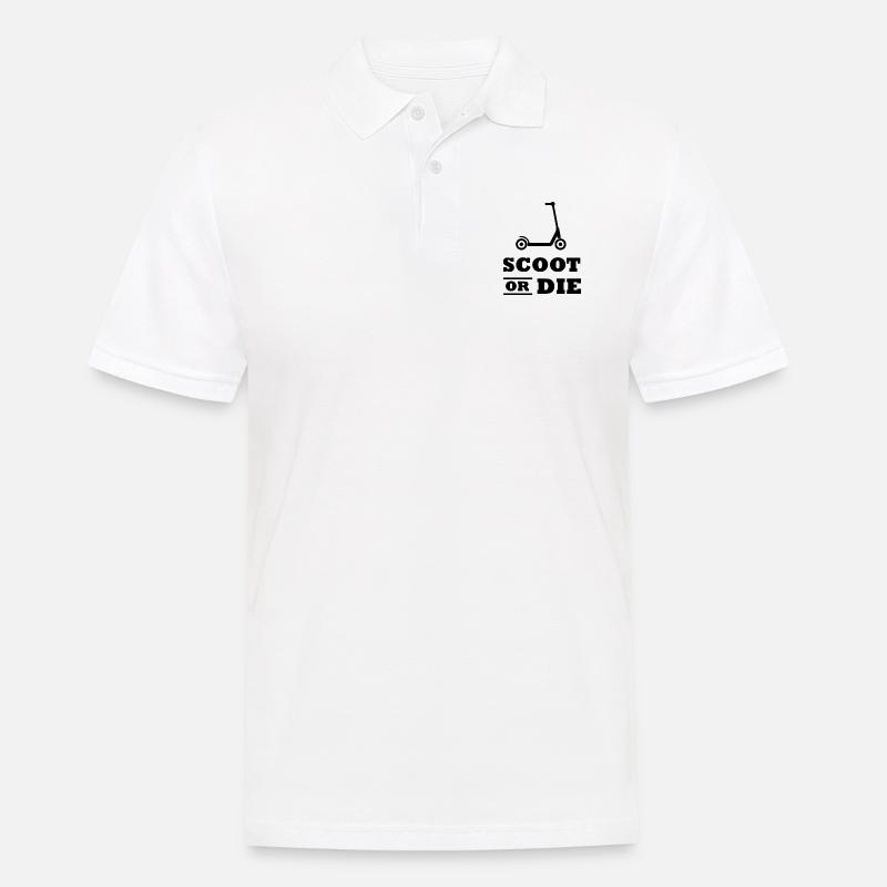 E-Scooter E-Roller Scooter - Männer Poloshirt - Weiß