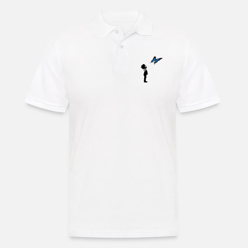 Der Junge und der Schmetterling - Männer Poloshirt - Weiß