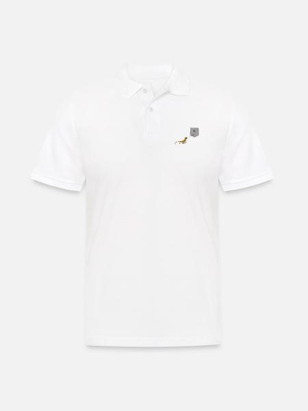 Eidechsenzunge, die nach der Fliege im falschen Taschenspaß greift - Männer Poloshirt - Weiß
