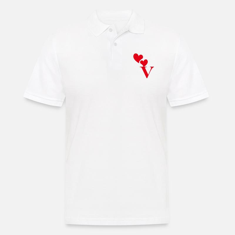 Buchstabe v rotes Herz - Männer Poloshirt - Weiß