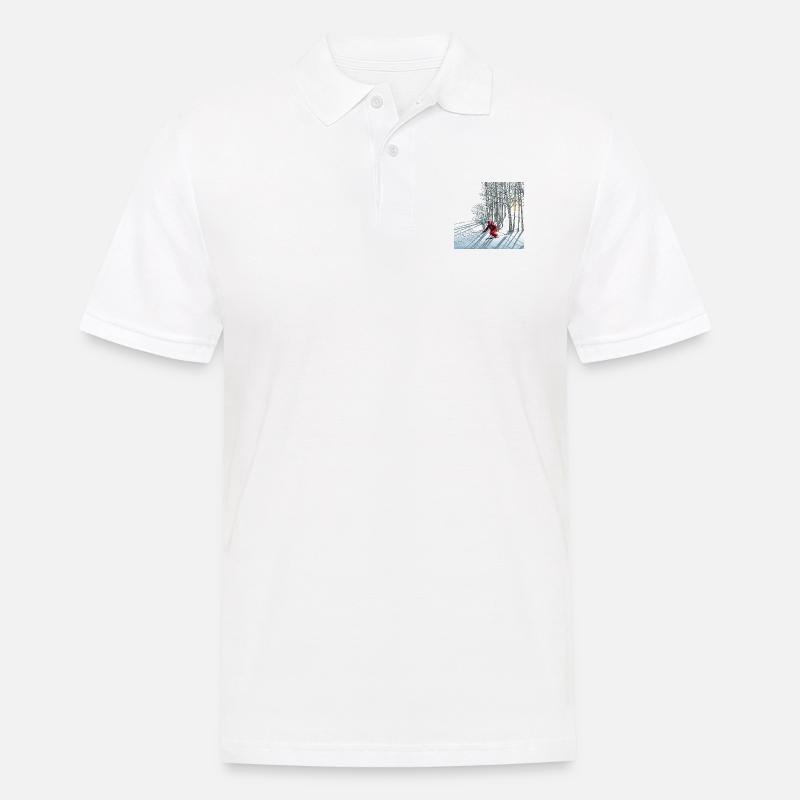 Nachtskifahren Night Skiing - Männer Poloshirt - Weiß