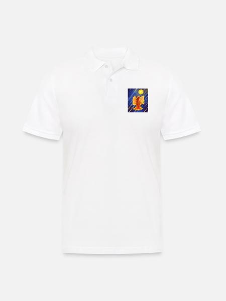 Cosmic Glowing Firebird: Cyber-Semurg - Men's Polo Shirt - white
