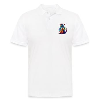 Cooler Dino Cellist Klassische Musik - Männer Poloshirt - Weiß - Vorne - Kai (181cm)