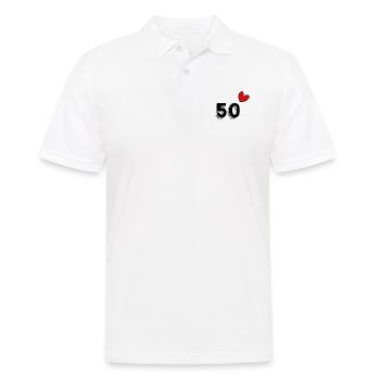 50 YEARS. 50th ANNIVERSARY. ANNIVERSARY 50 YEARS. 50 - Men's Polo Shirt - white - Front - Kai (181cm)