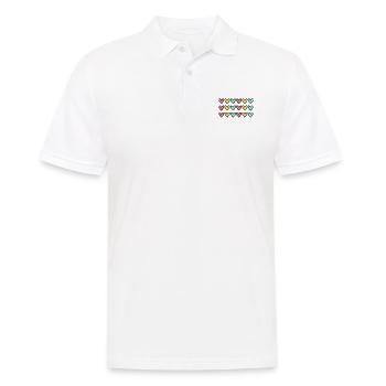 HERZ. HERZ. VALENTINSTAG. LIEBE. LIEBE. HERZ - Männer Poloshirt - Weiß - Vorne - Kai (181cm)