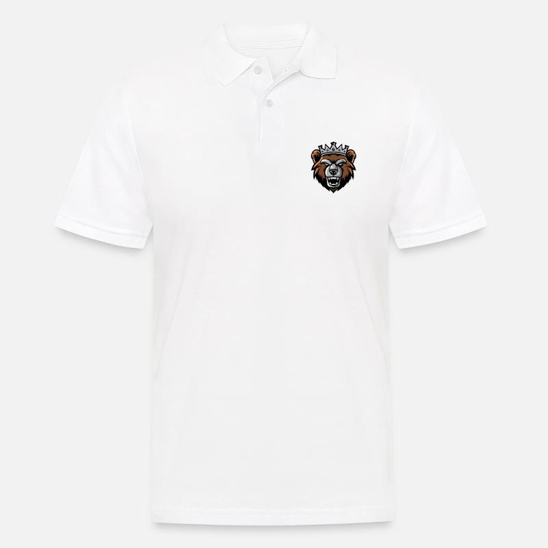 Bär Kopf Krone - Männer Poloshirt - Weiß