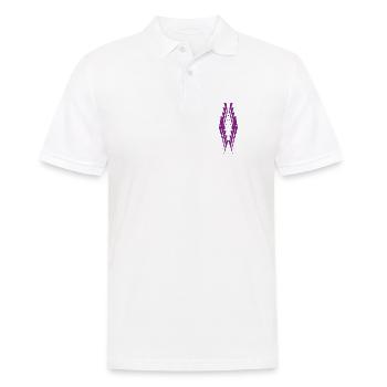 Geometrische Violettspitzen Silhouette - Männer Poloshirt - Weiß - Vorne - Kai (181cm)