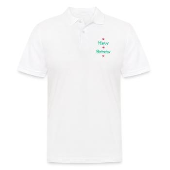 ALLES GUTE ZUM GEBURTSTAG!. ALLES GUTE ZUM GEBURTSTAG!. JAHRESTAG. - Männer Poloshirt - Weiß - Vorne - Kai (181cm)