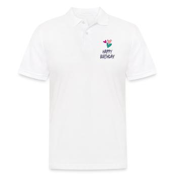ALLES GUTE ZUM GEBURTSTAG. ALLES GUTE ZUM GEBURTSTAG. JAHRESTAG. - Männer Poloshirt - Weiß - Vorne - Kai (181cm)