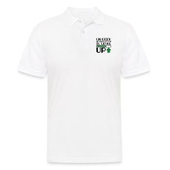 Un geek ne vieillit pas il level up - Polo Homme - blanc - Devant - Kai (181cm)