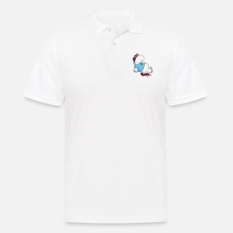 Hippie Einhorn Comic - Männer Poloshirt - Weiß