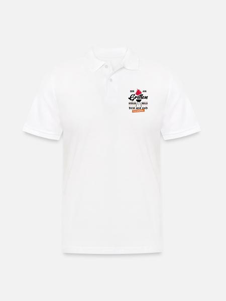 Bin am Grillen Tschuess - Männer Poloshirt - Weiß