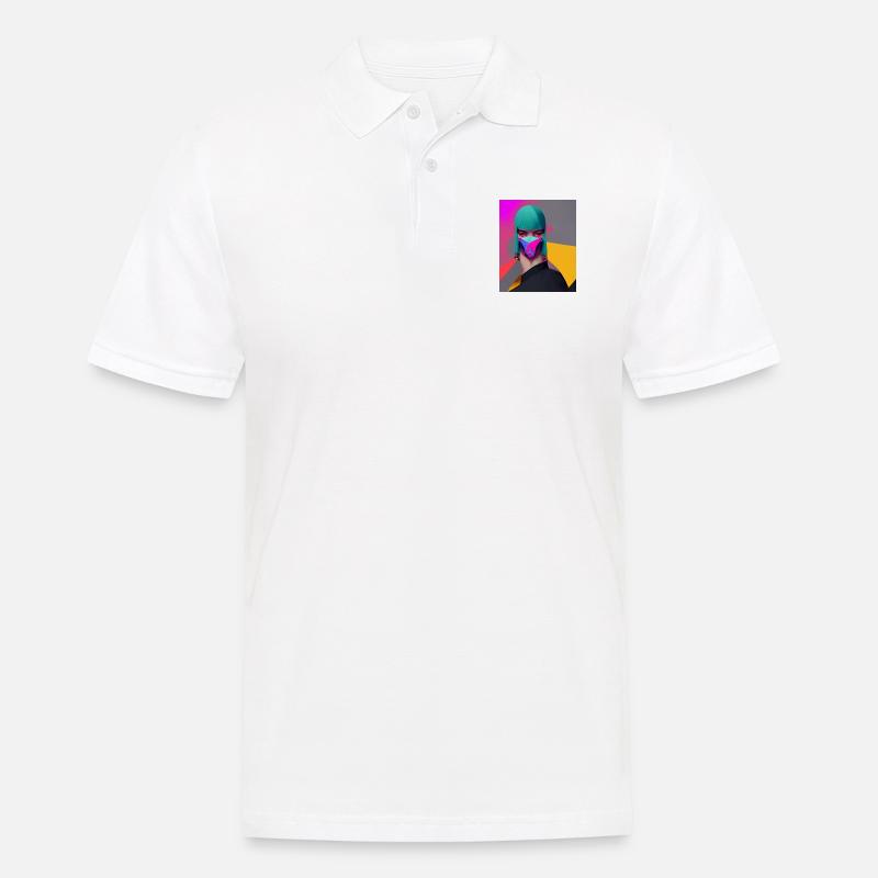 Frau mit Maske - Männer Poloshirt - Weiß