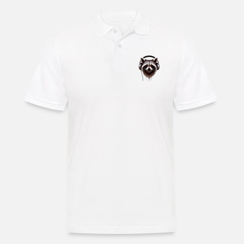 Waschbär mit Kopfhörern - Männer Poloshirt - Weiß