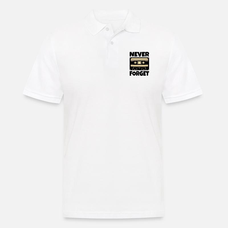 Kassette Retro Never Forget - Männer Poloshirt - Weiß