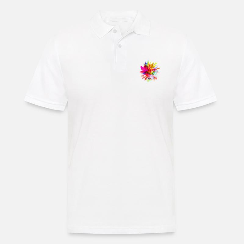 Akvarel plet - Herre poloshirt - hvid