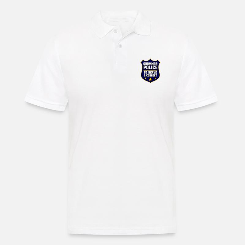 Grammatik Polizei Sprache Besserwisser Geschenk - Männer Poloshirt - Weiß