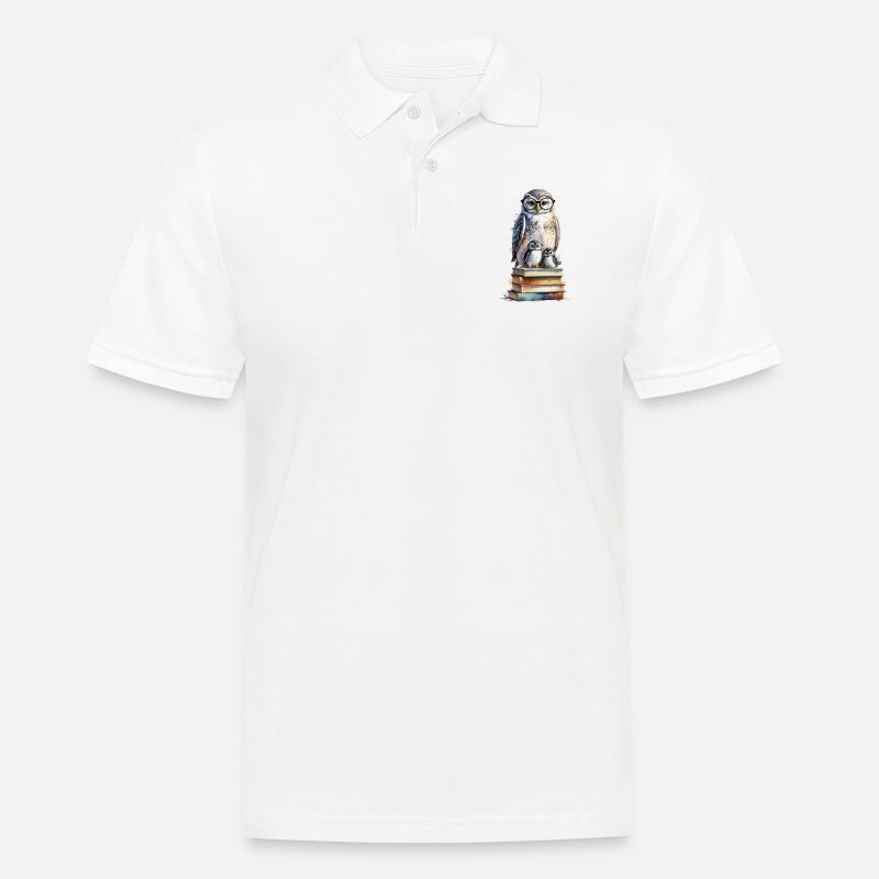 Gelehrte Eule - Aquarell - Männer Poloshirt - Weiß