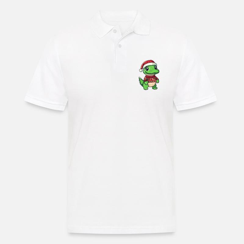 Alligator Weihnachten Comic - Männer Poloshirt - Weiß