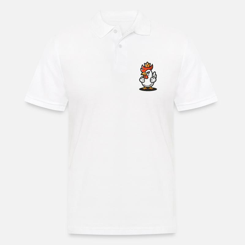 Huhn Comic Krone - Männer Poloshirt - Weiß