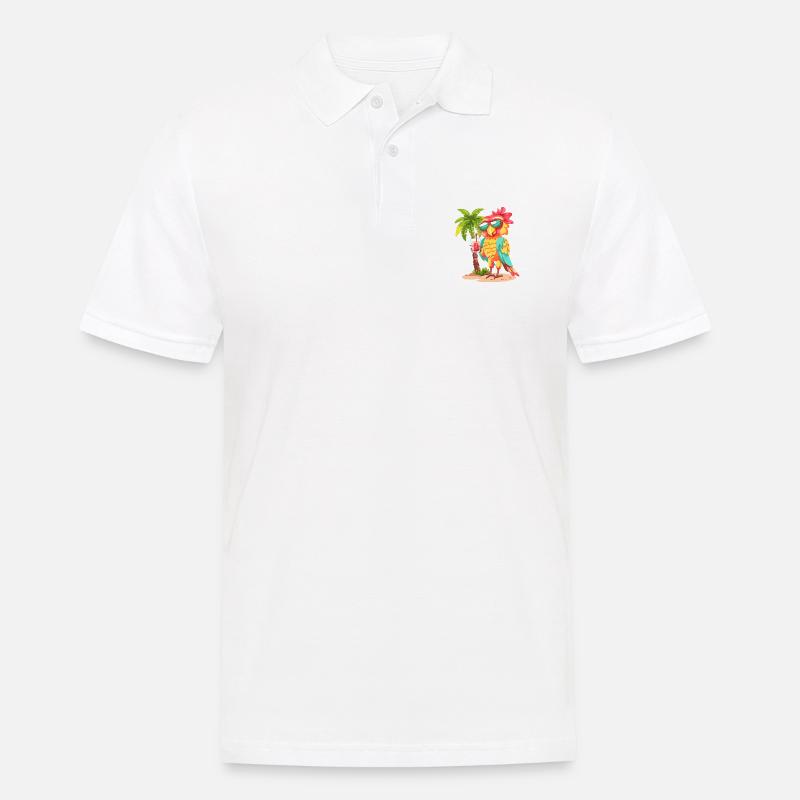 Papagei Sommer Strand Comic - Männer Poloshirt - Weiß