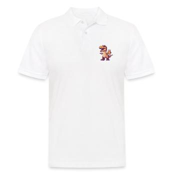 Dinosaurier T-Rex Bier Pixel - Männer Poloshirt - Weiß - Vorne - Kai (181cm)