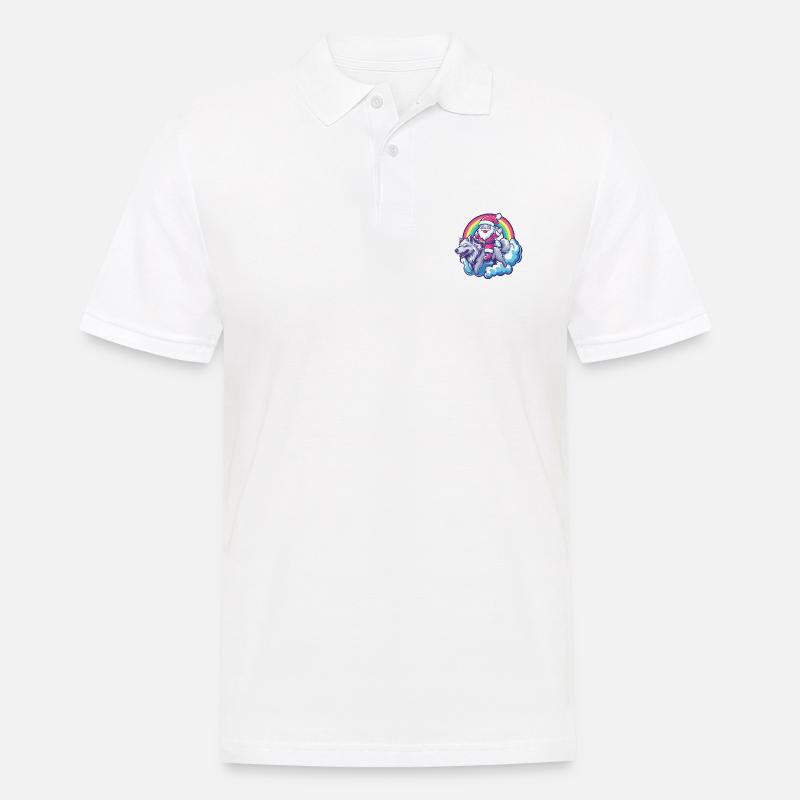 Wolf Weihnachtsmann Regenbogen - Männer Poloshirt - Weiß