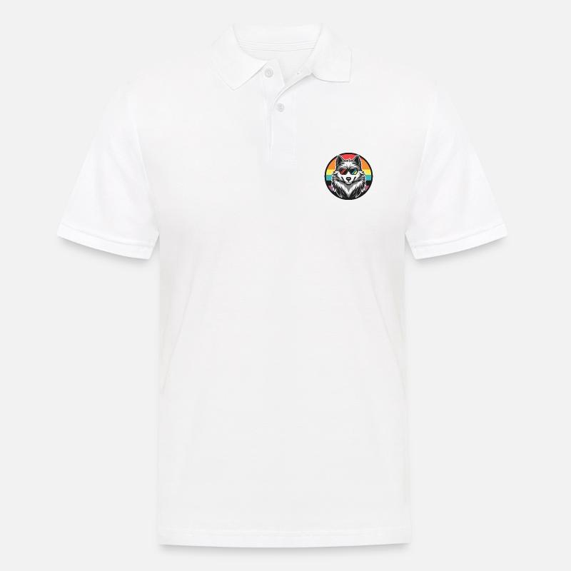 Wolf Comic Cool Sommer - Männer Poloshirt - Weiß