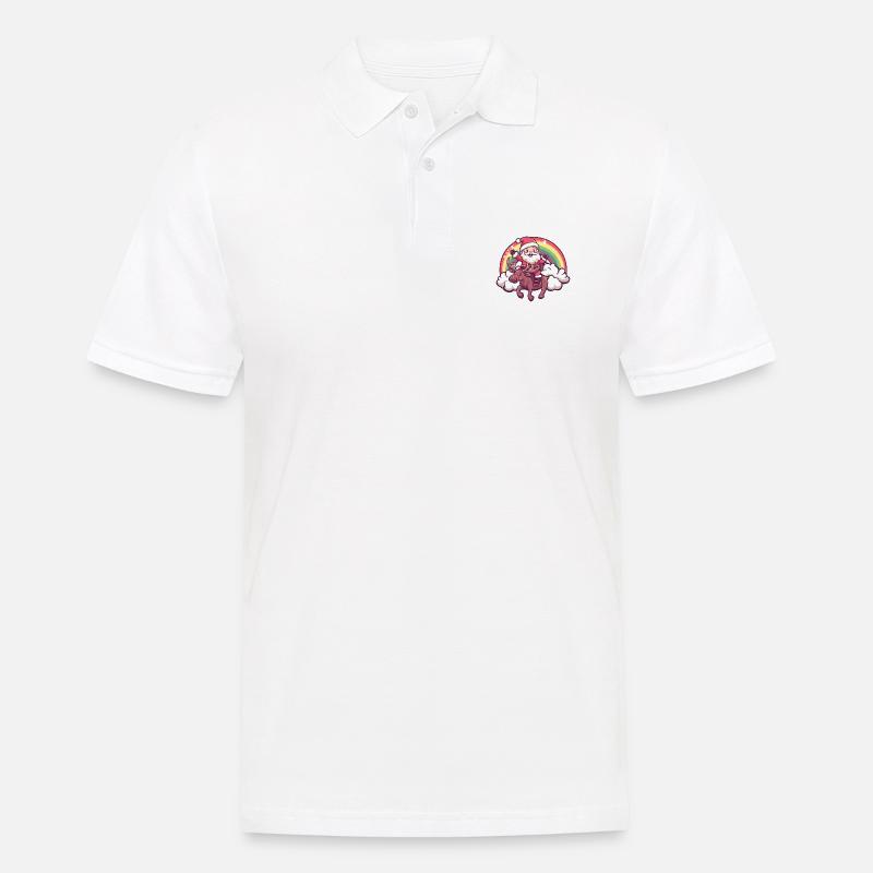 Elch Weihnachtsmann Regenbogen - Männer Poloshirt - Weiß