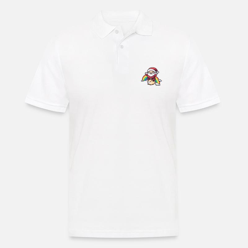 Hamster Weihnachtsmann Regenbogen - Männer Poloshirt - Weiß