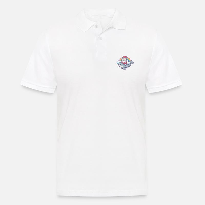 Robbe Tier Weihnachtsmann Regenbogen - Männer Poloshirt - Weiß