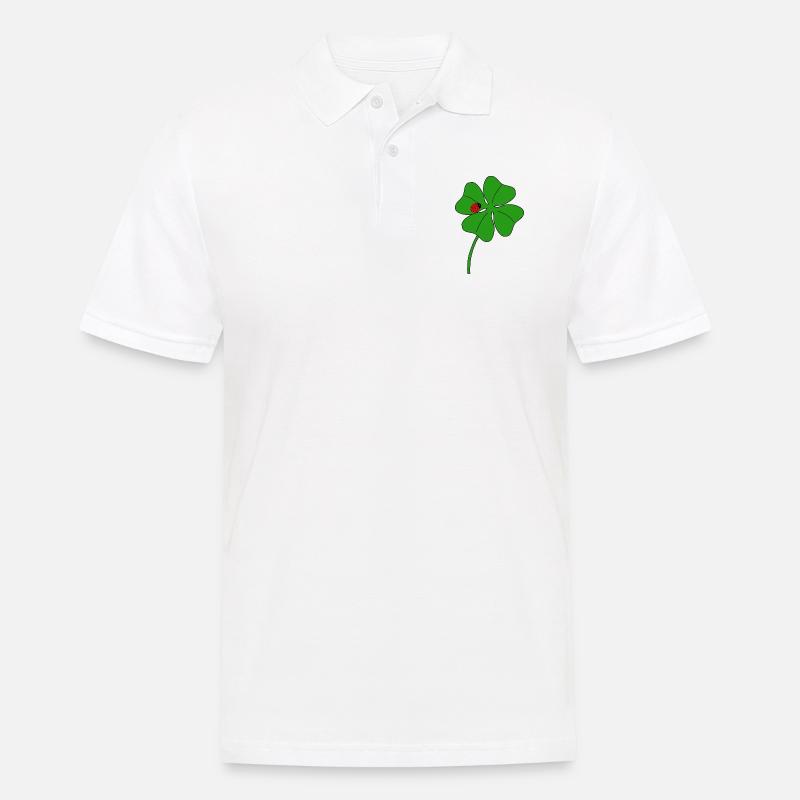 Glückskleeblatt mit Marienkäfer - Männer Poloshirt - Weiß