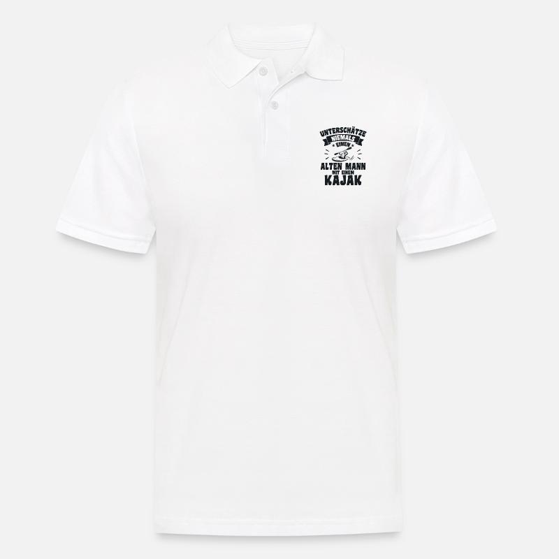 Alten mann mit einem Kajak - Männer Poloshirt - Weiß