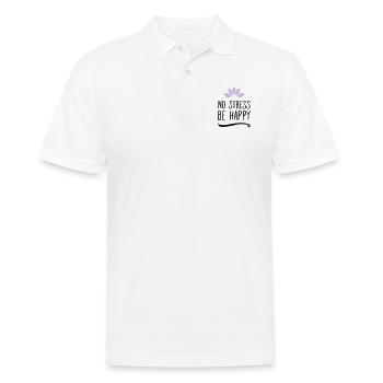 No Stress - Be Happy - Men's Polo Shirt - white - Front - Kai (181cm)