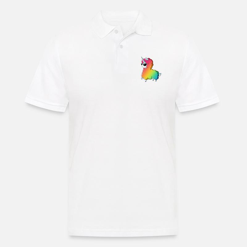 Fluffy Regenbogen Einhorn - Männer Poloshirt - Weiß