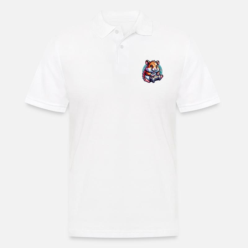 Hamster Mit Videospiel-Controller Illustration - Männer Poloshirt - Weiß