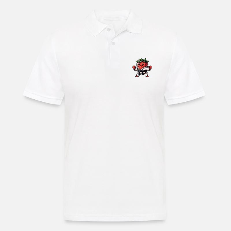 Karate Held Erdbeere im Kampfanzug - Männer Poloshirt - Weiß